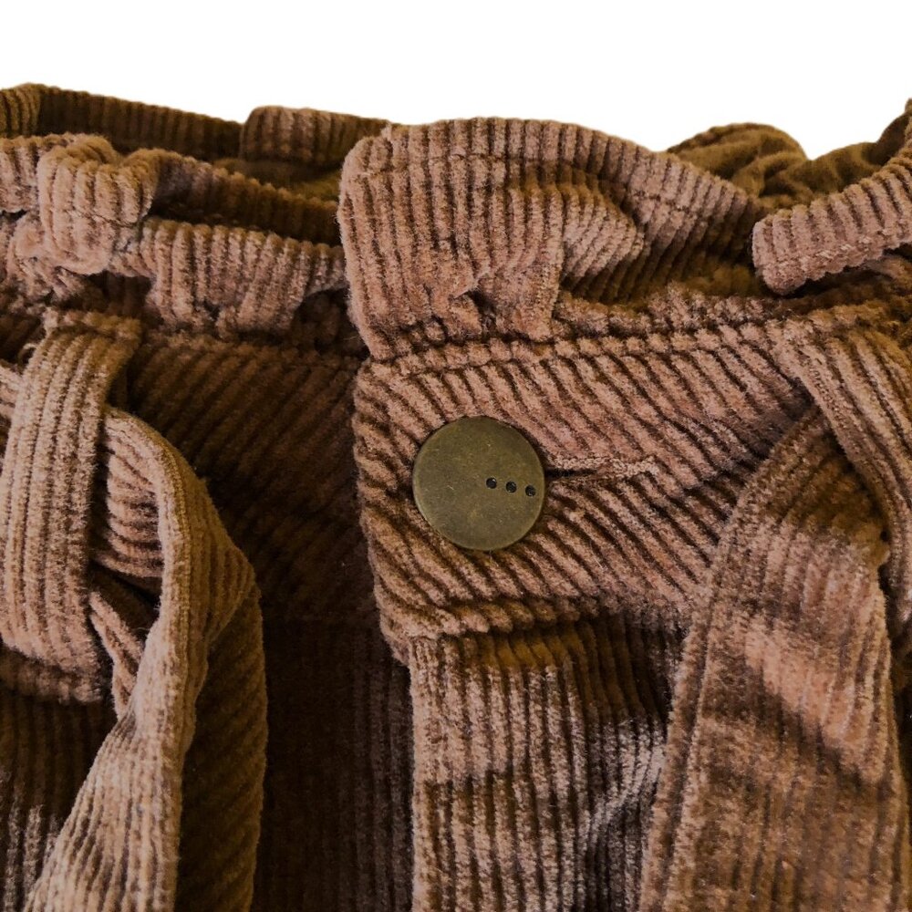 Tgla Corduroy Wide Leg Pants Belted Size XS W26 Paper bag Brown 4 Pockets - Picture 4 of 16
